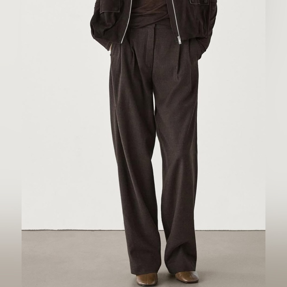 Massimo Dutti Dark Brown Wide Leg Pants